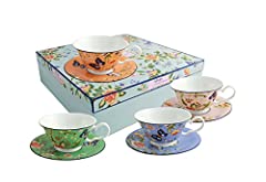 Cottage Garden Windsor Teacups and Saucers Set, Multi-Colour, used for sale  Delivered anywhere in UK