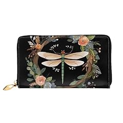 TRSGKSQP Leather Wallet for Women Men Bifold Wallet Ultra Slim Credit Card Holder Image of Dragonfly in Wreath Ladies Clutch Purse for sale  Delivered anywhere in UK