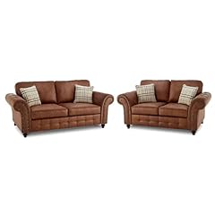 Brown leather seater for sale  Delivered anywhere in UK