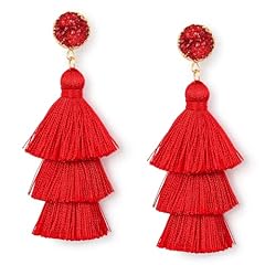 Red tassel earrings for sale  Delivered anywhere in USA 