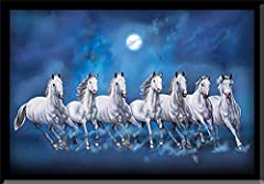 24 Karat Seven Lucky Running Vastu Horses Art Framed, used for sale  Delivered anywhere in Canada