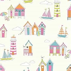 Cotton fabric seaside for sale  Delivered anywhere in UK