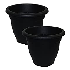 Used, 2 x Simpa® Ebony/Black Round Plastic Garden Planter for sale  Delivered anywhere in UK