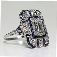 Ruluti Big Ring Geometric Large Blue Crystal Antique for sale  Delivered anywhere in UK