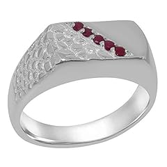925 Sterling Silver Natural Ruby Mens band Ring - Size for sale  Delivered anywhere in UK