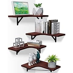 YGEOMER Corner Wall Shelves, Set of 4 Walnut Brown for sale  Delivered anywhere in USA 