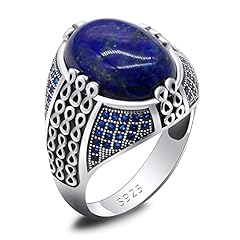 AROTOROM Lapis Lazuli Ring for Men 925 Sterling Silver for sale  Delivered anywhere in USA 