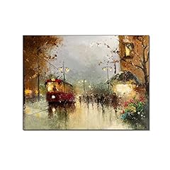 Posters Tram Street Scene Oil Painting Vintage Tracked Train Poster Contemporary Wall Art Canvas Prints Pictures for Living Room Bedroom Decor 20x26inch(51x66cm) Unframe-Style for sale  Delivered anywhere in Canada