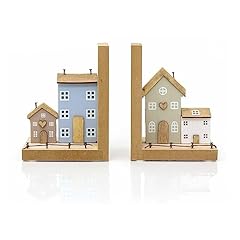 Wooden house bookends for sale  Delivered anywhere in UK