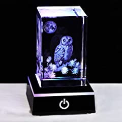 Crystal engraved owl for sale  Delivered anywhere in Ireland