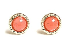 9ct Gold Round Coral stud earrings for sale  Delivered anywhere in UK