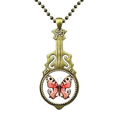 Used, DIYthinker Rose Pink Butterfly in Oil-Painting Necklace Antique Guitar Jewelry Music Pendant for sale  Delivered anywhere in Canada