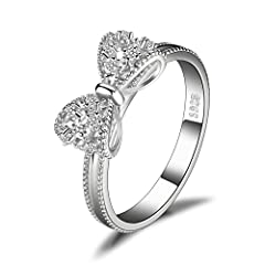 JewelryPalace Bow Love Knot Promise Ring for her, White, used for sale  Delivered anywhere in UK