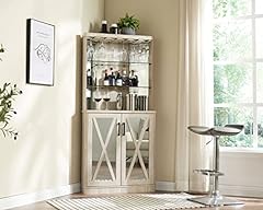Home Source White Oak Corner Bar Cabinet with Mirrored for sale  Delivered anywhere in USA 