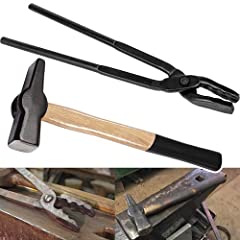 Blacksmith 15” Wolf Jaw Tongs and Hammer Tool Set Essential Tools for Blacksmith Bladesmith Forge for sale  Delivered anywhere in USA 