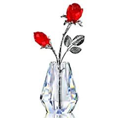 H&D HYALINE & DORA Crystal Red Roses,Glass Rose Flower for sale  Delivered anywhere in UK