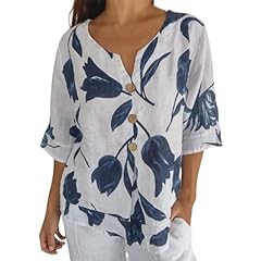 Linen tops women for sale  Delivered anywhere in UK