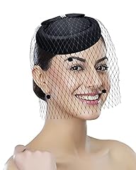 Black pillbox hat for sale  Delivered anywhere in USA 