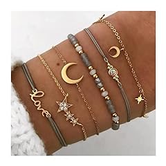 Edary Lot de 6 bracelets boho Étoiles et lune en perles d'occasion  Livré partout en France