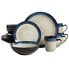 Gibson Couture Bands 16-Piece Dinnerware Set, Blue for sale  Delivered anywhere in Canada