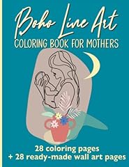 Used, Boho Line Art Coloring Book For Mothers: 28 coloring pages + 28 ready-made wall art pages for sale  Delivered anywhere in Canada