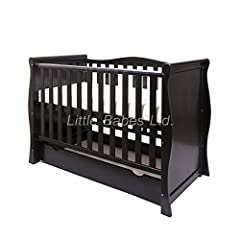 New Black Sleigh Cot With Drawer / Sleigh Mini Cot, used for sale  Delivered anywhere in UK