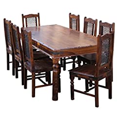 Takat Metal Jali Natural Solid Wood Extra Large Dining for sale  Delivered anywhere in UK
