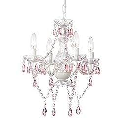 Pink chandelier white for sale  Delivered anywhere in USA 