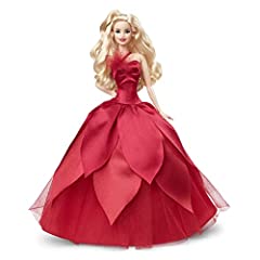 Barbie -  Barbie Signature Magia delle Feste 2022 bambola bionda, capelli ondulati, abito rosso con ampia gonna e orecchini pendenti, da collezione, Giocattolo e regalo per Bambini 6+ Anni, HBY03, usato usato  Spedito ovunque in Italia 