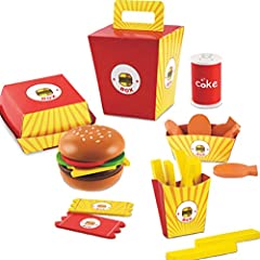 D.O.T Wooden Fast Food Burger Fries Deluxe Dinner Set for sale  Delivered anywhere in USA 