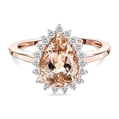 TJC Pink Morganite Halo Ring for Women in 9ct Rose for sale  Delivered anywhere in UK