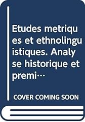 Etudes metriques ethnolinguist gebraucht kaufen  Wird an jeden Ort in Deutschland