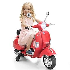 COSTWAY 6V Vespa Elettrica Cavalcabile per Bambini, Moto Giocattolo Cavalcabile con Musica e Luce, 2 Ruote Ausiliarie, per Bambini 3+ Anni (Rosso) usato  Spedito ovunque in Italia 