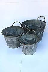 Patio and Terrace 3X Round Vintage Zinc Galvanised for sale  Delivered anywhere in UK
