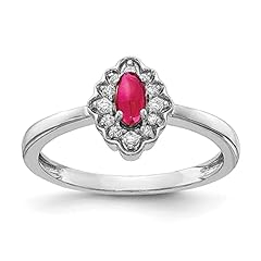 14k White Gold Diamond Oval Cabochon Red Ruby Band for sale  Delivered anywhere in UK