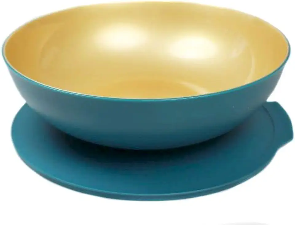Tupperware Allegra 1,5 L turquoise groen-goud schaal schaal serveerschaal, gebruikt tweedehands  