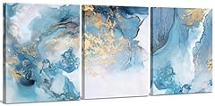 Blue & Gold Abstract Wall Art Decor - Large 3 Piece for sale  Delivered anywhere in Canada