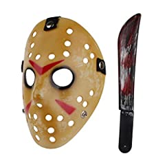 Halloween Costume Scary Horror Jason Mask with Machete, used for sale  Delivered anywhere in USA 