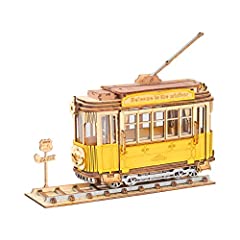 ROBOTIME 3D Puzzle Tram Car Wooden Model Kits for Adult, used for sale  Delivered anywhere in UK