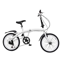 Bicicletta per adulti con telaio pieghevole a 7 velocità, 20 pollici, doppio freno a V, resistente (bianco), usato usato  Spedito ovunque in Italia 