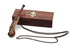 Bosun's Whistle Antique Brass with Hardwood Anchor Inlaid Box for sale  Delivered anywhere in Canada