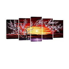 Wieco Art 5 Panels Plum Tree Blossom Large Modern Giclee, used for sale  Delivered anywhere in Canada