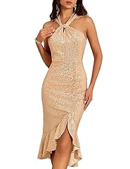 Halter gold sequin for sale  Delivered anywhere in USA 