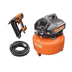 Ridgid 6 Gallon Pancake Compressor and 2 1/8 in. Brad, used for sale  Delivered anywhere in USA 