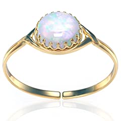 14k Gold Plated Created White Opal Rings For Women for sale  Delivered anywhere in UK