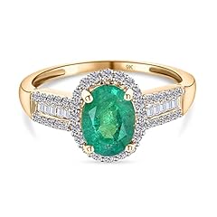 TJC AAA Emerald and White Diamond Halo Ring for Women for sale  Delivered anywhere in UK