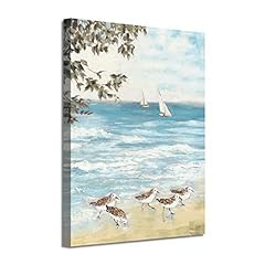 Abstract Ocean Artwork Coastal Picture: Beach Painting Sea Birds Wall Art Print on Canvas for Office Living Room (18" W x 24" H,Multi-Sized), used for sale  Delivered anywhere in Canada