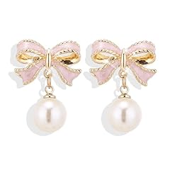 Pink bow earrings for sale  Delivered anywhere in USA 