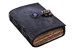 Vintage Leather Journal Semi Precious Witch Stone Black, used for sale  Delivered anywhere in USA 