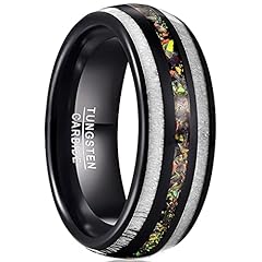 CHALAIR 8mm Men's Rings with Created-Opal Inlay Black for sale  Delivered anywhere in UK
